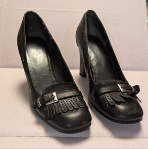 Black Heels with Fringe and Buckle